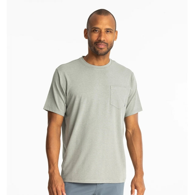 Free Fly Apparel Men&#39;s Bamboo Flex Pocket Tee 526 Heather Agave Green