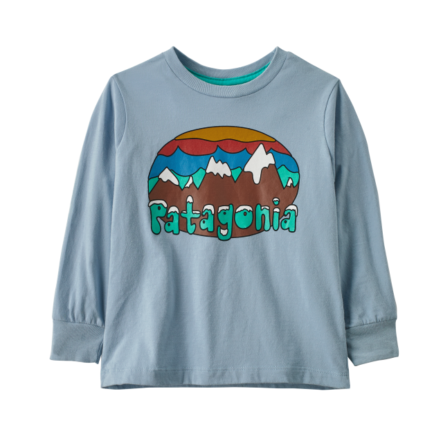 Patagonia Baby Long-Sleeved Regenerative Organic Certified Cotton Graphic T-Shirt FFBL Fitz Roy Flurries: Steam Blue