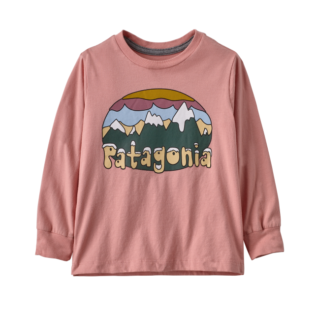 Patagonia Baby Long-Sleeved Regenerative Organic Certified Cotton Graphic T-Shirt FFPK Fitz Roy Flurries: Sunfade Pink