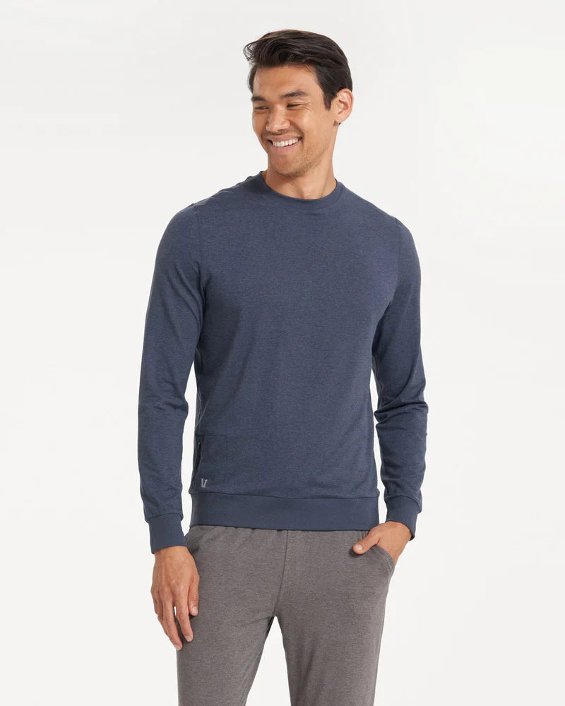 Vuori Men&#39;s Ponto Performance Crew HAZ Azure Heather