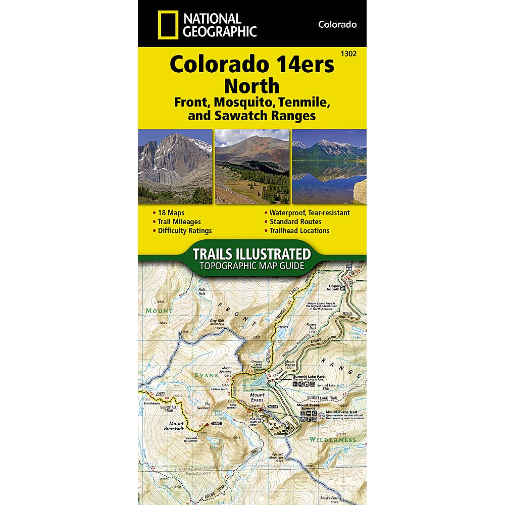 Trails Illustrated Map: Colorado 14ers North (Sawatch, Mosquito, and Front Ranges)-National Geographic Maps-Uncle Dan&#39;s, Rock/Creek, and Gearhead Outfitters